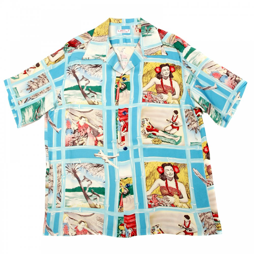Mens Blue Fly to the Paradise Print Regular Fit Cuban Collar Short Sleeve Hawaiian Shirt SS33326