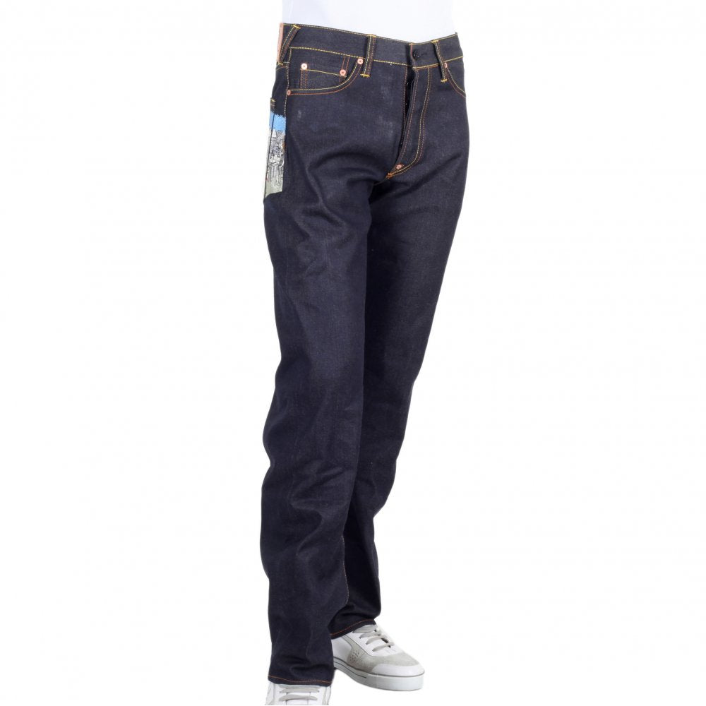 Mens 100% Cotton Dark Indigo Raw Selvedge Denim Jeans