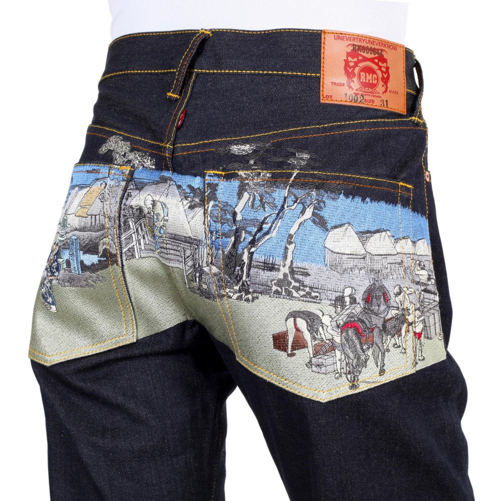 Mens 100% Cotton Dark Indigo Raw Selvedge Denim Jeans