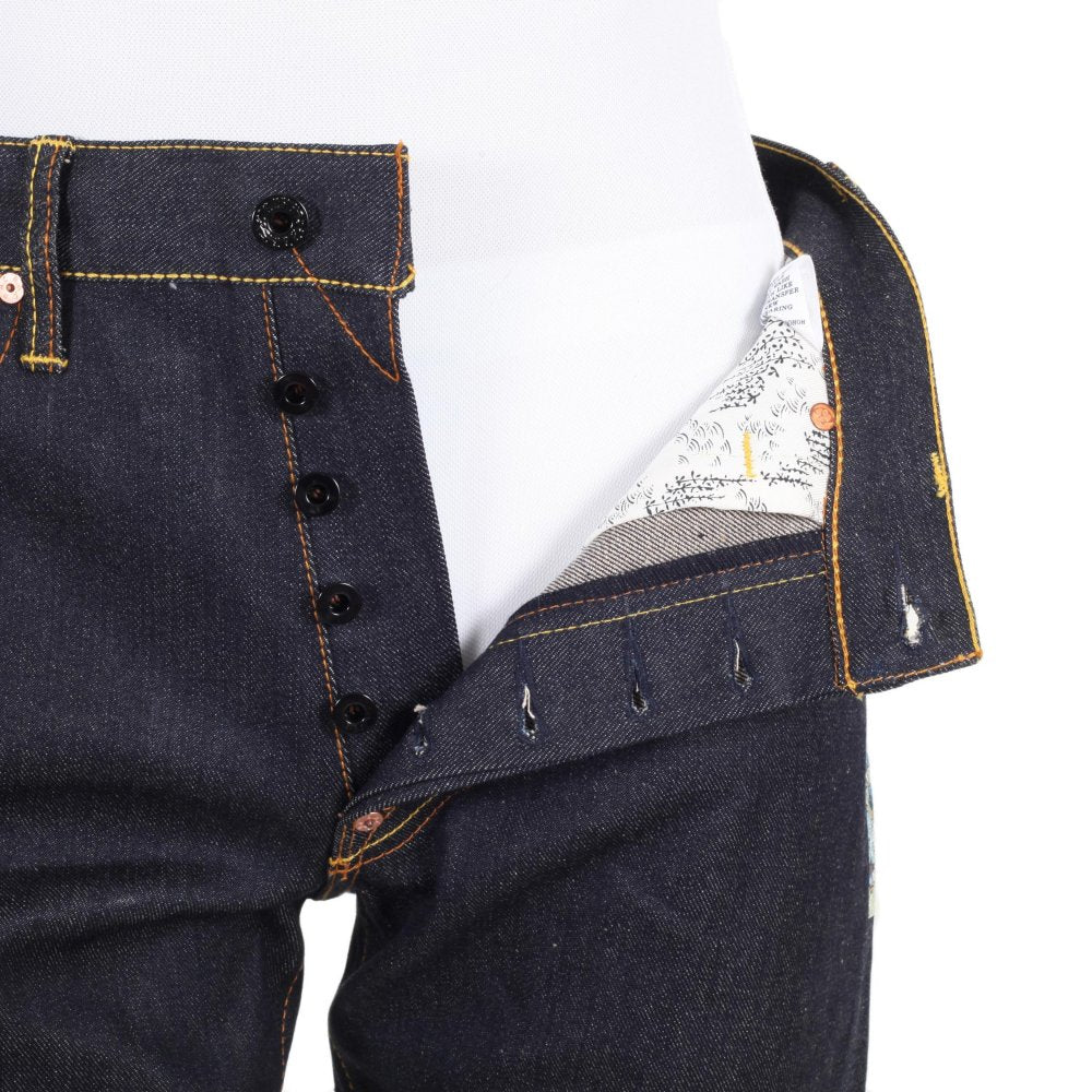 Mens 100% Cotton Dark Indigo Raw Selvedge Denim Jeans