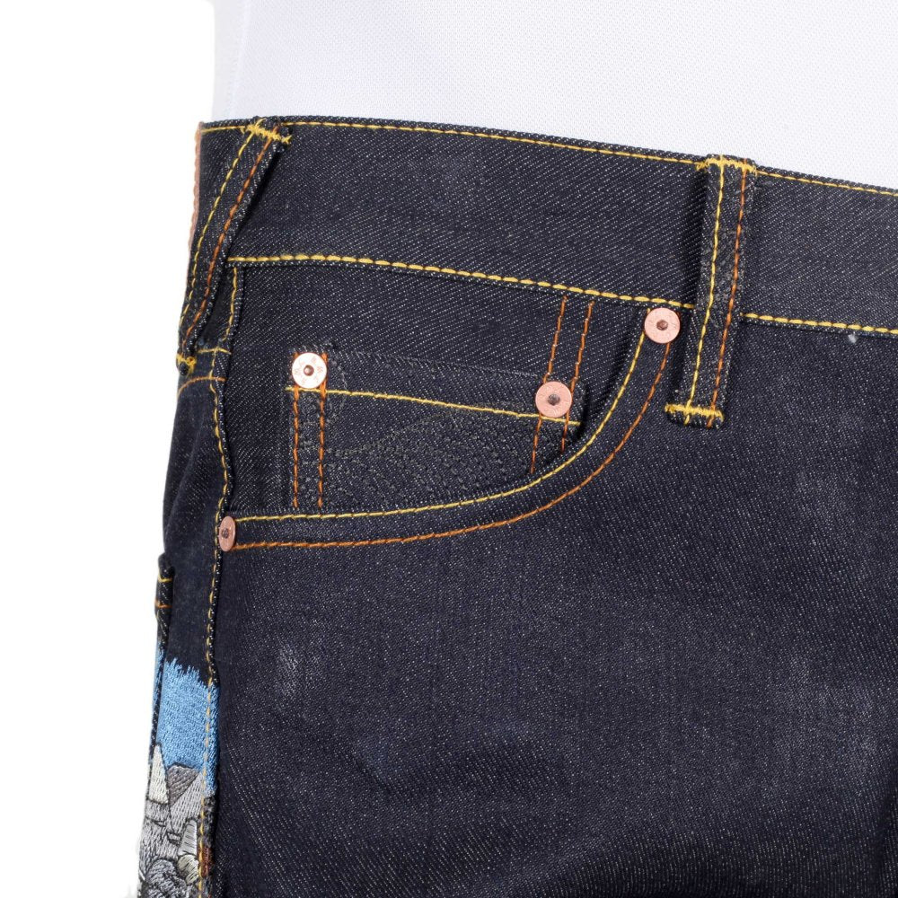Mens 100% Cotton Dark Indigo Raw Selvedge Denim Jeans
