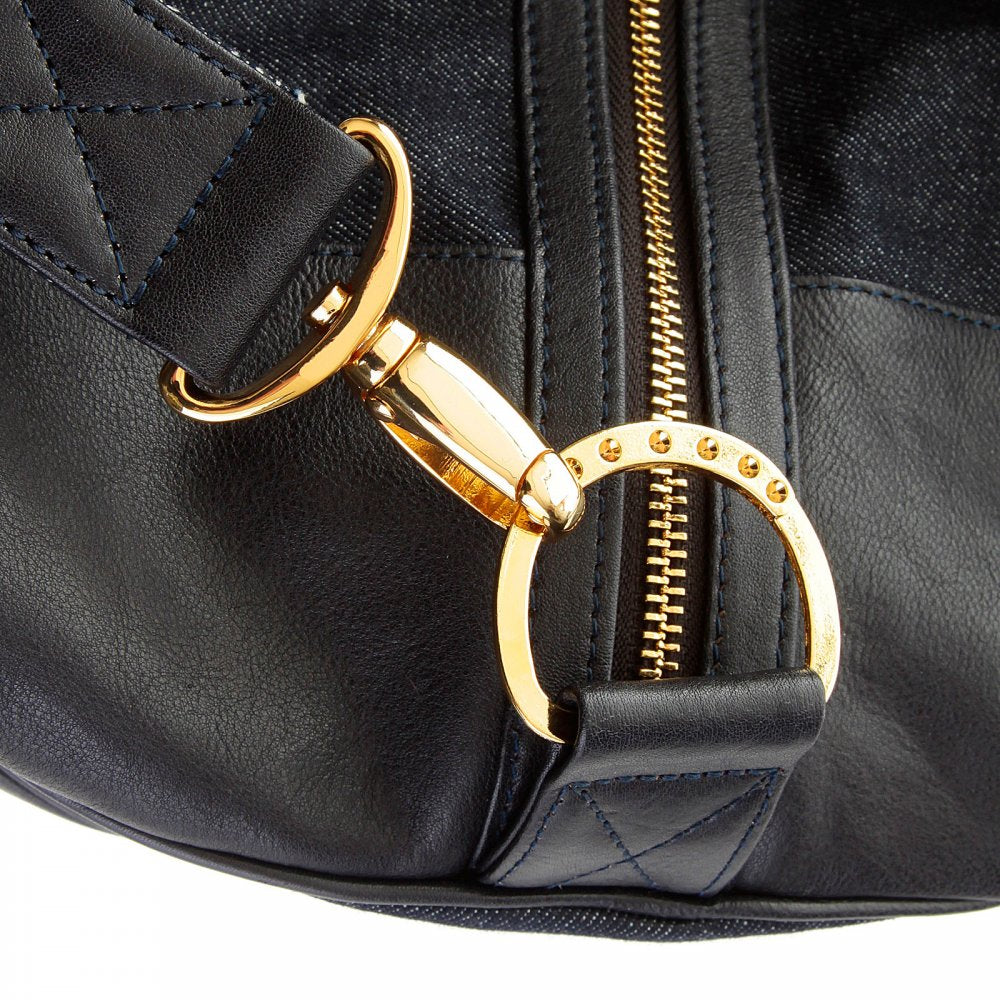 Mens/Unisex Denim with Leather Duffle Bag