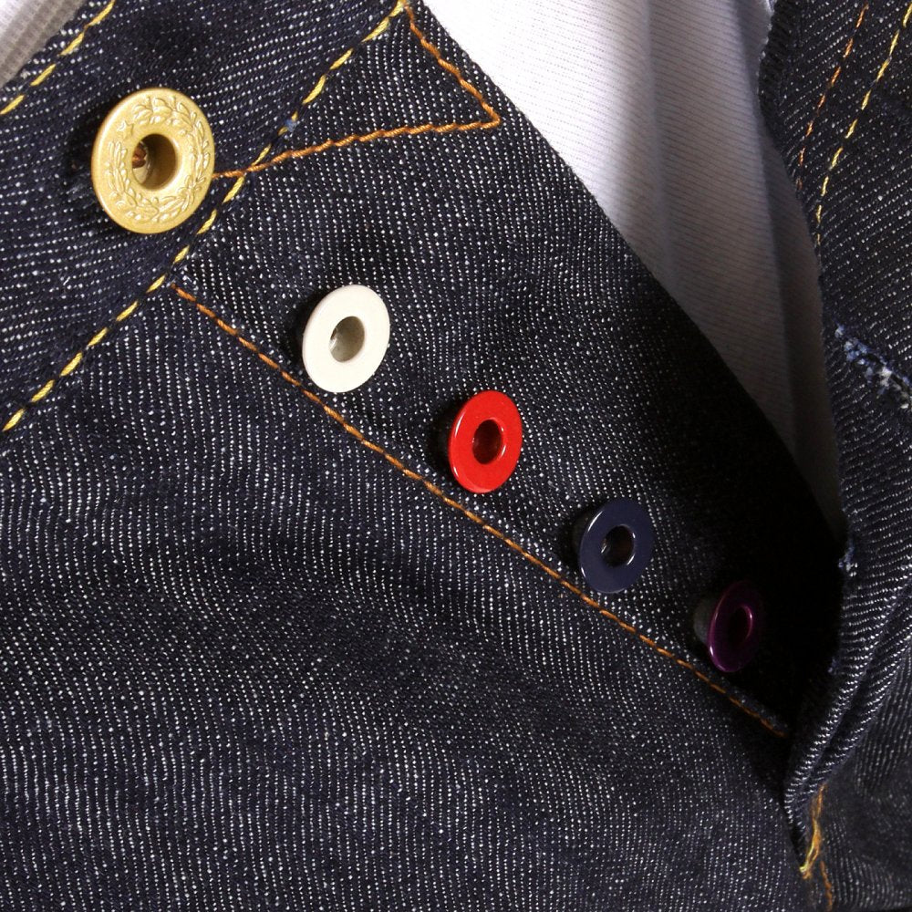 Super Exclusive Design Dark Indigo Raw Denim Shorts with Painted Yellow Logo