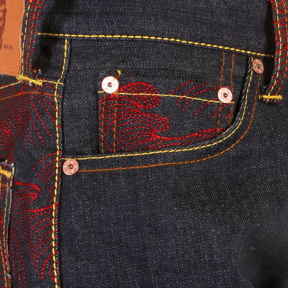 Scarlet vintage cut design dark indigo raw denim jeans