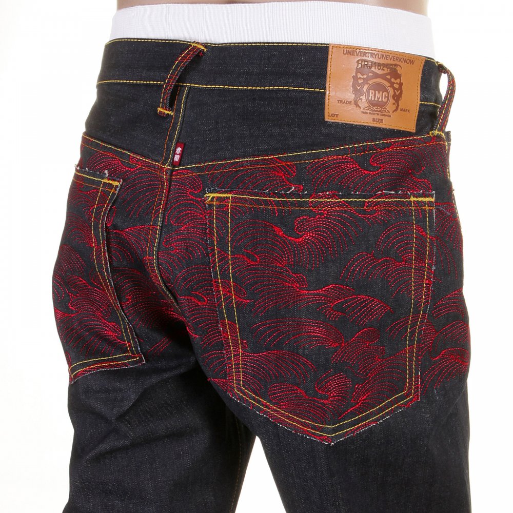 Scarlet vintage cut design dark indigo raw denim jeans