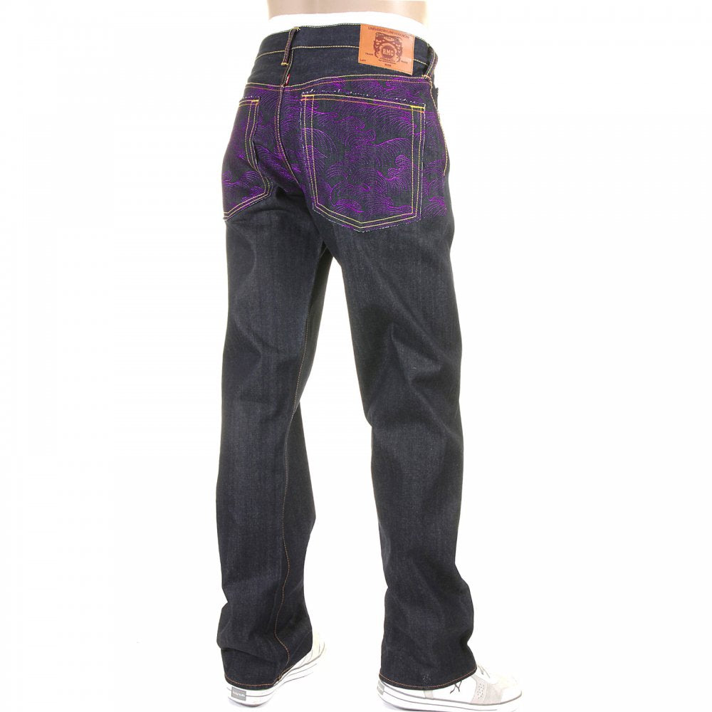 Violet Vintage Cut Design Dark Indigo Raw Denim Jeans