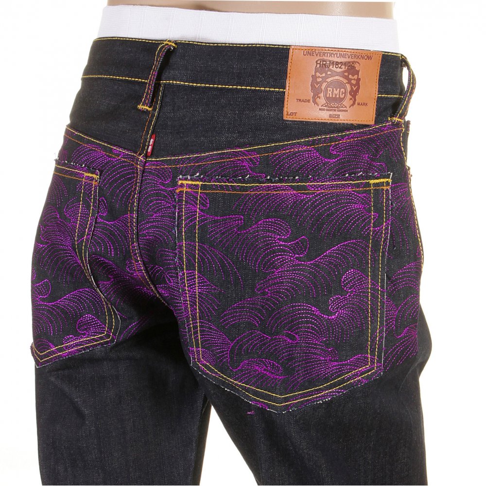 Violet Vintage Cut Design Dark Indigo Raw Denim Jeans
