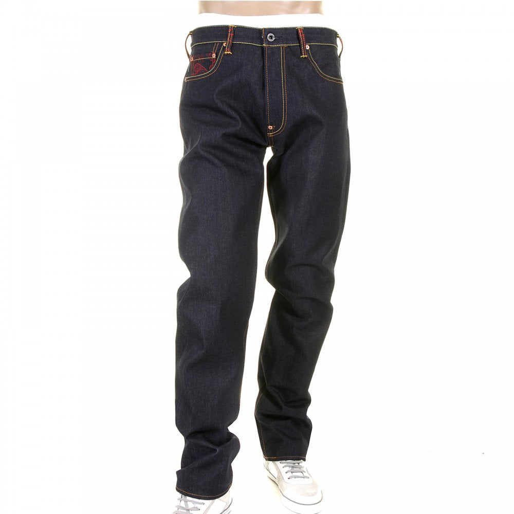 Model 1001 Tsunami Wave Painted Logo Vintage Raw Selvedge Denim Jeans