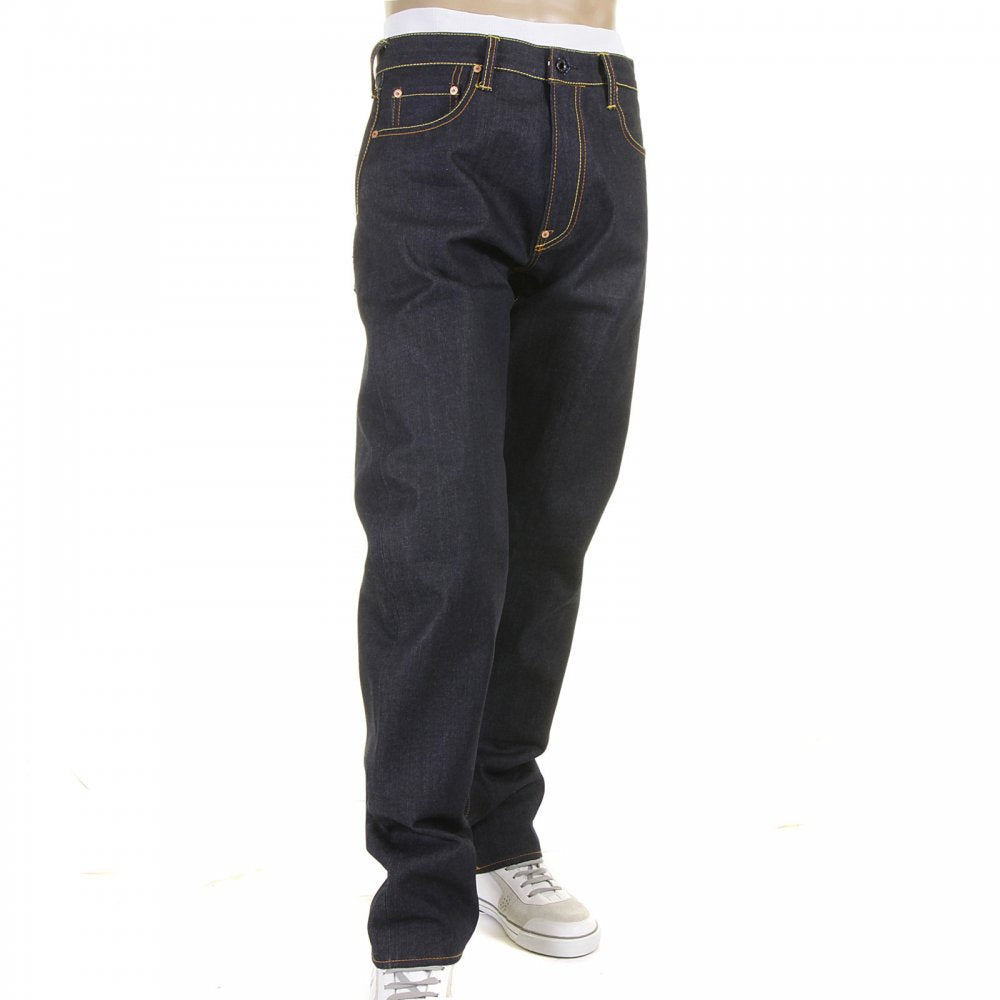 Tsunami Wave and Painted Logo Raw Selvedge Denim Jeans
