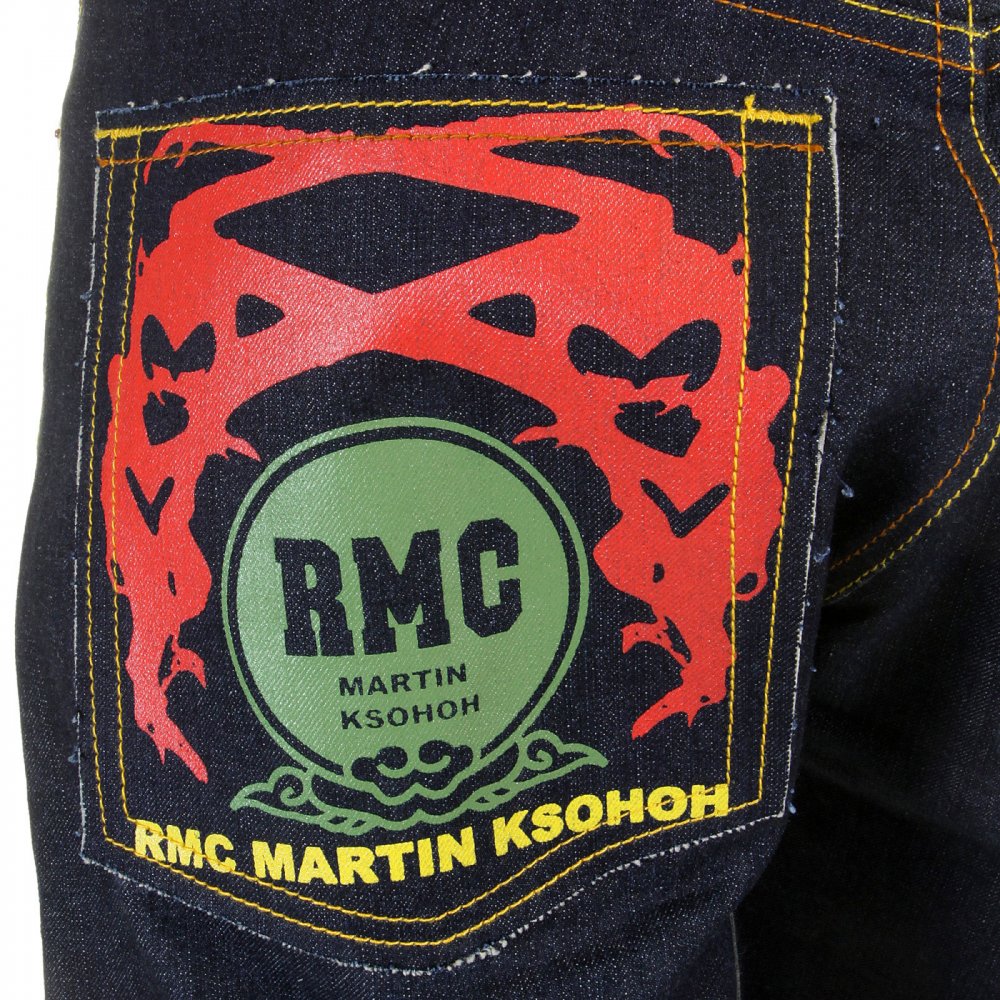 Tsunami Wave and Painted Logo Raw Selvedge Denim Jeans