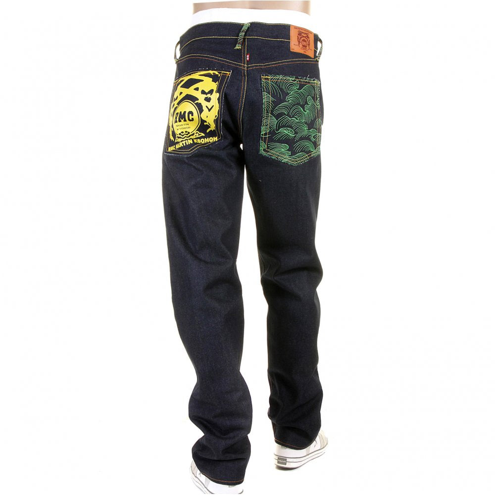 Tsunami Wave with Yellow Painted Logo Slimmer Cut Jeans