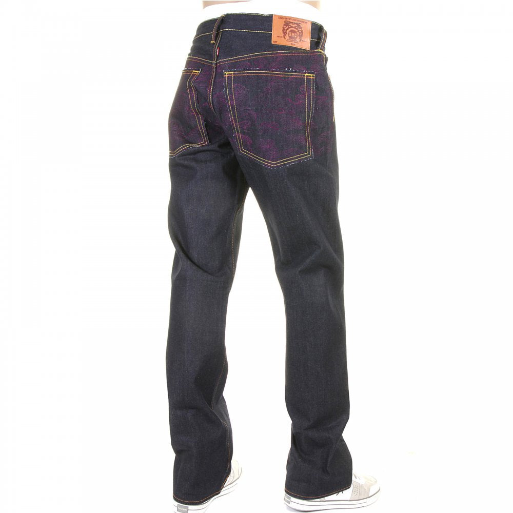 Vintage Denim with Full back Purple Tsunami Wave