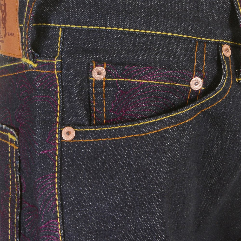 Vintage Denim with Full back Purple Tsunami Wave
