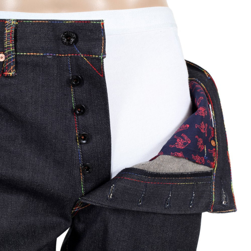 Mens Dark Indigo Vintage Cut Raw Denim Jeans