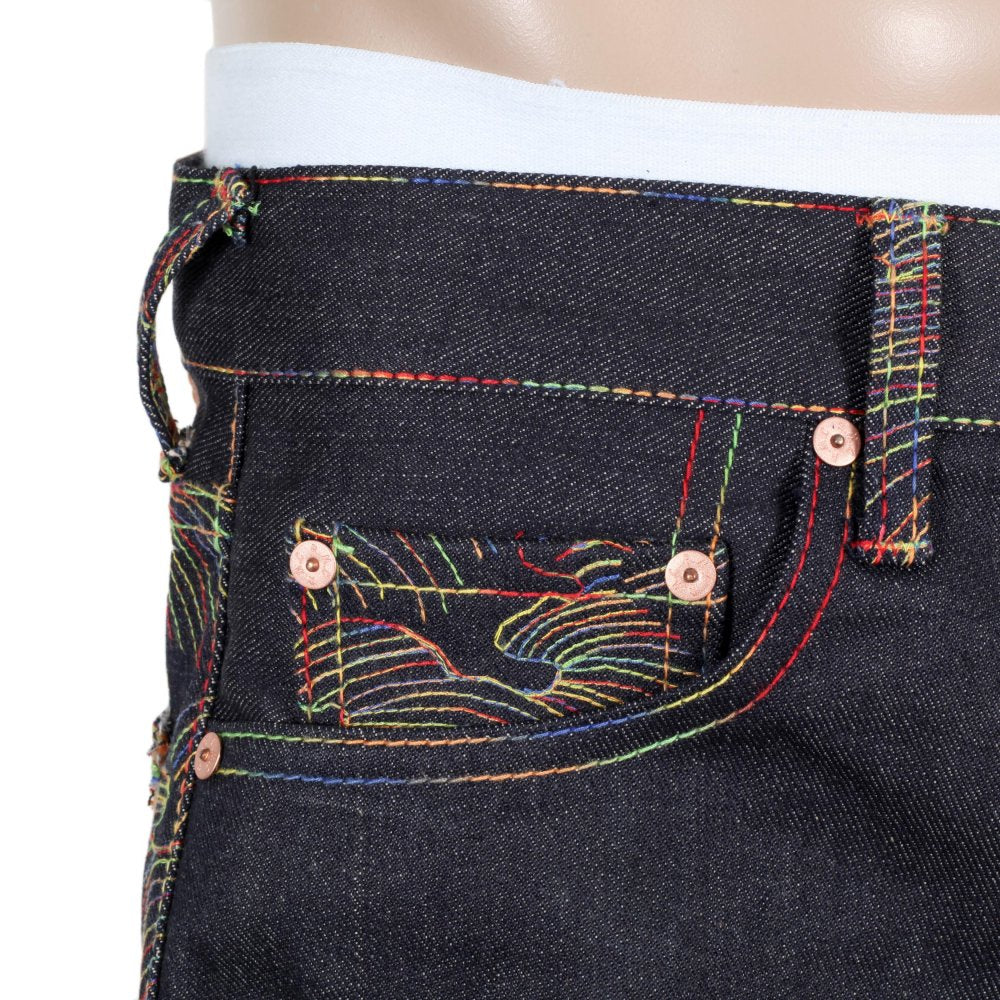 Mens Dark Indigo Vintage Cut Raw Denim Jeans