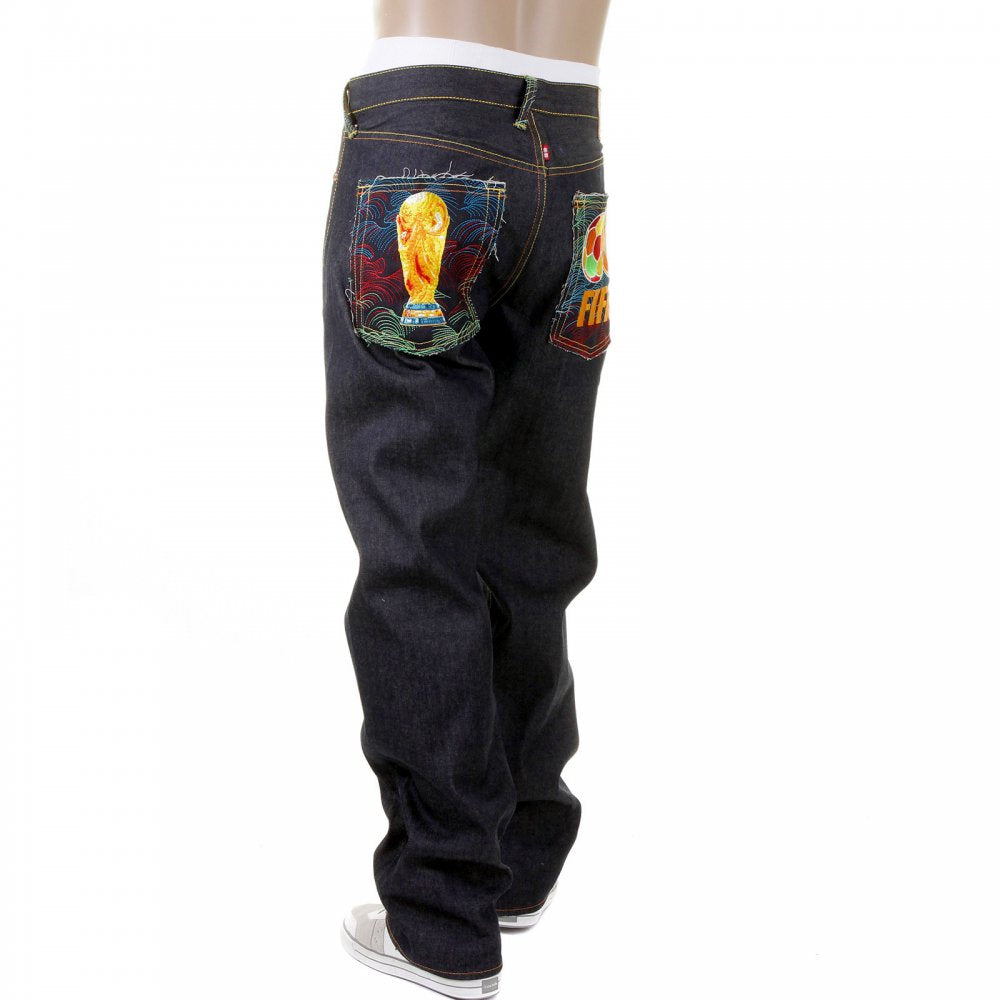 Selvedge Vintage Cut Dark Indigo Raw Denim Jeans for Men