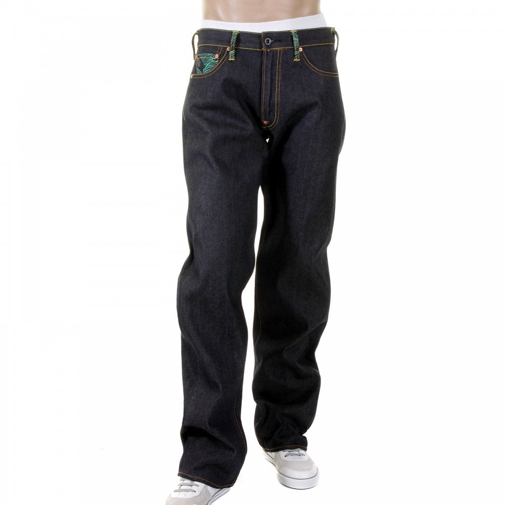 Selvedge Vintage Cut Dark Indigo Raw Denim Jeans for Men