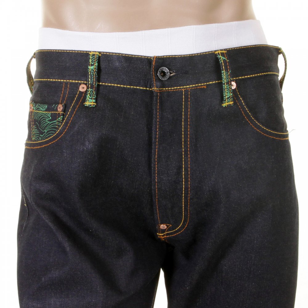 Selvedge Vintage Cut Dark Indigo Raw Denim Jeans for Men