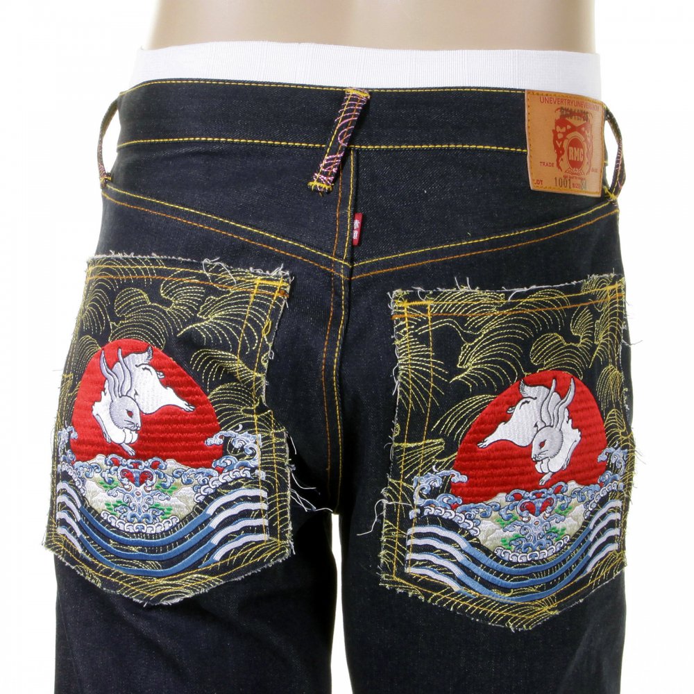 Mens Cotton Dark Indigo Raw Denim Jeans with Slimmer Cut