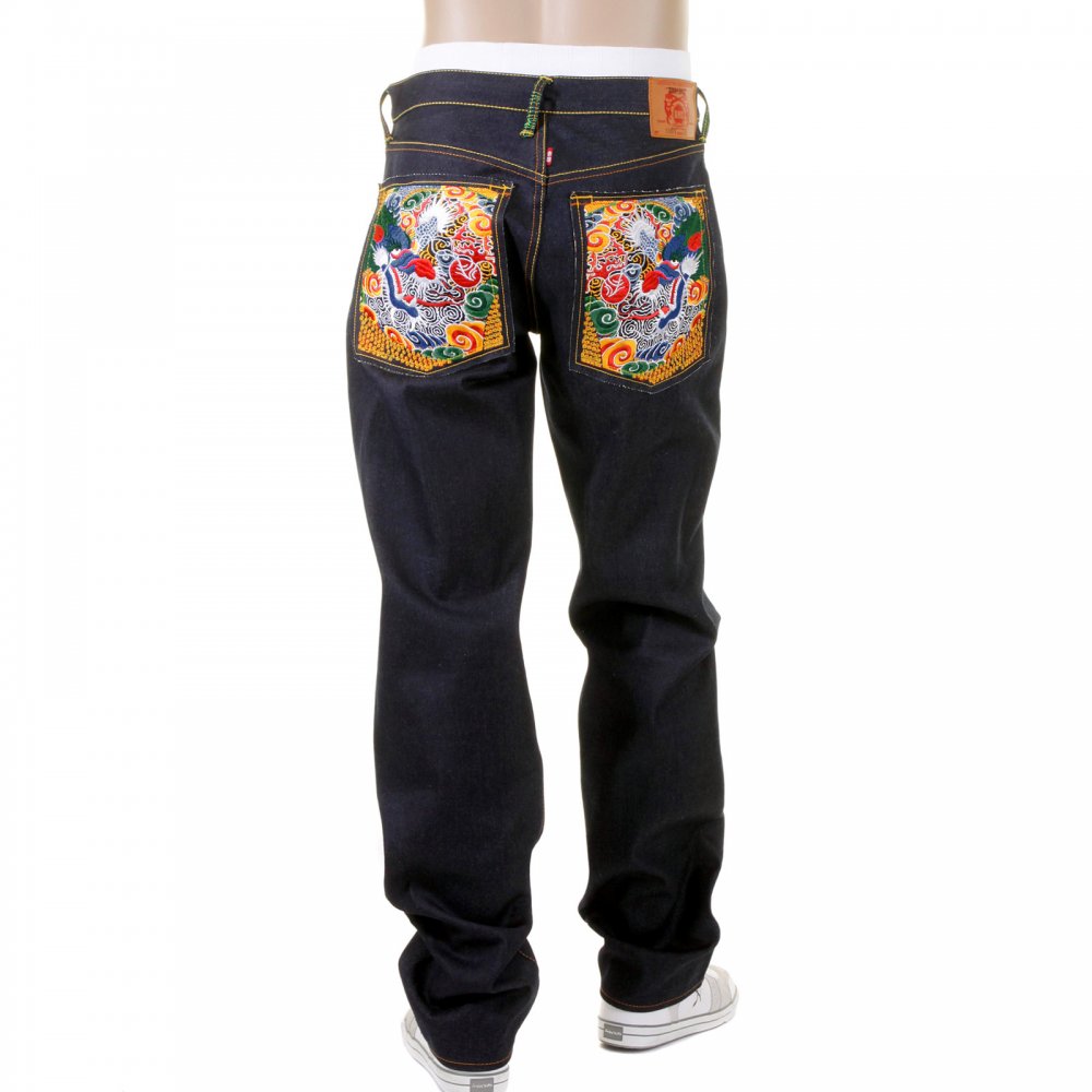 Mens Selvedge Dark Indigo Raw Denim Jeans
