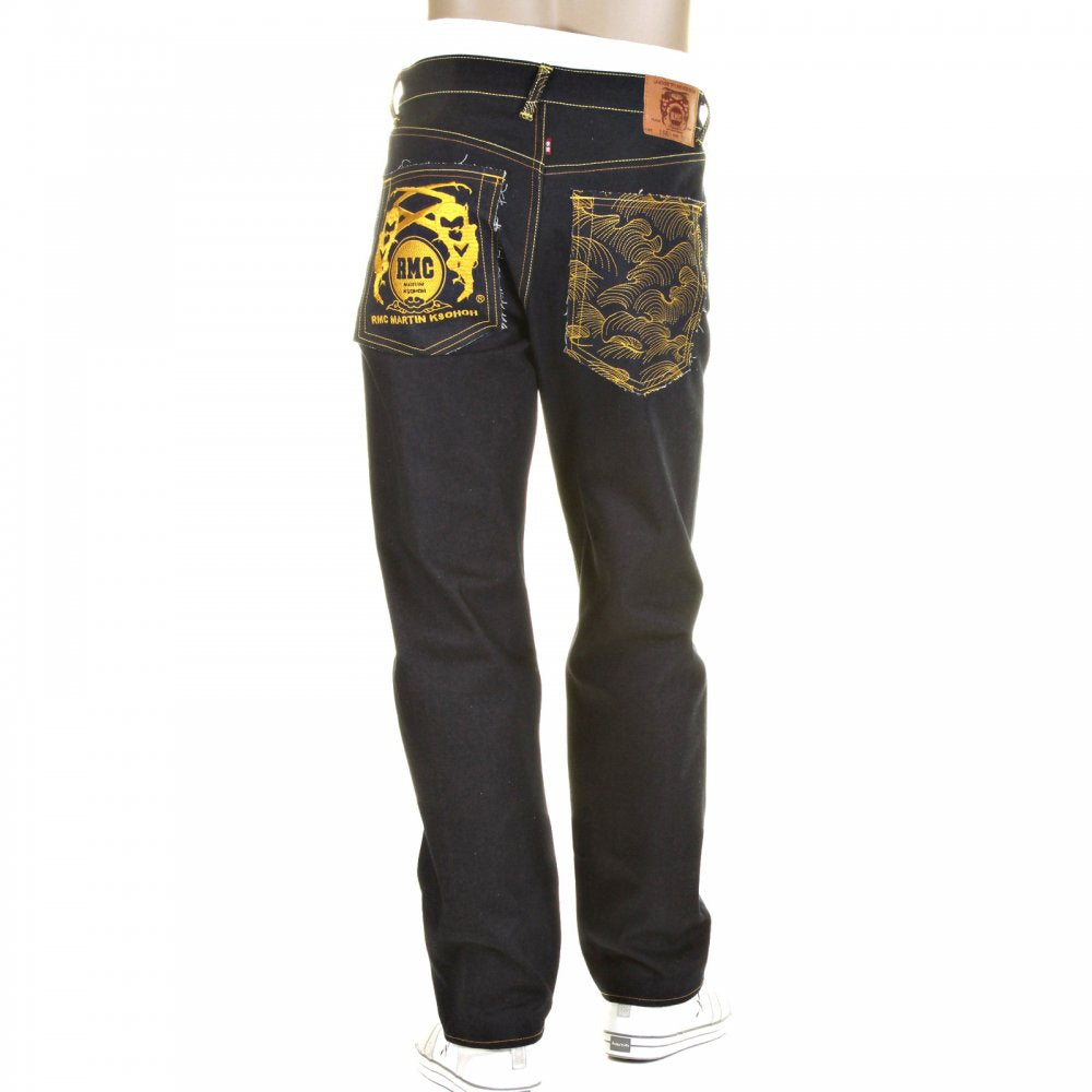 Mens Dark Indigo Slim Cut Raw Denim Jeans with Super Exclusive Design