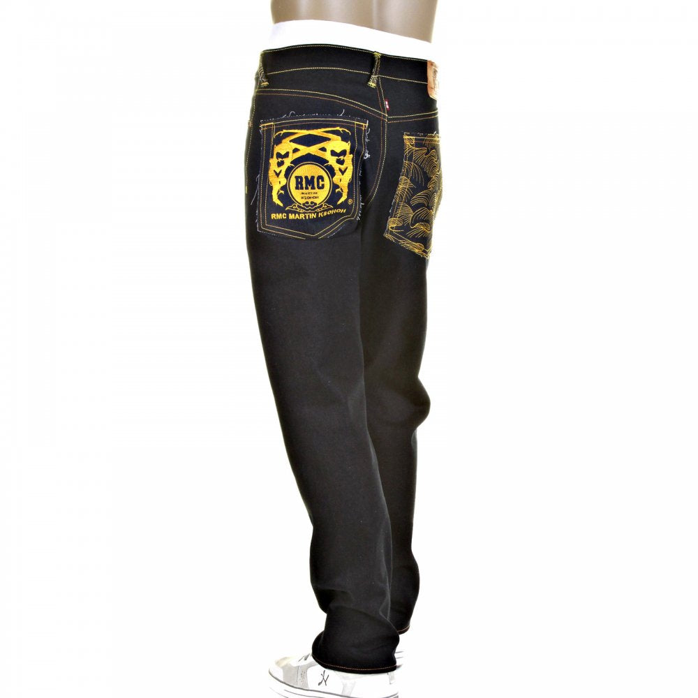 Mens Dark Indigo Slim Cut Raw Denim Jeans with Super Exclusive Design