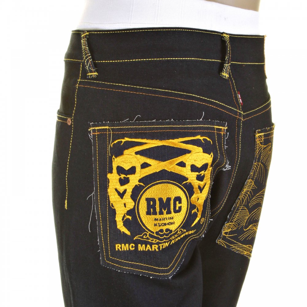 Mens Dark Indigo Slim Cut Raw Denim Jeans with Super Exclusive Design