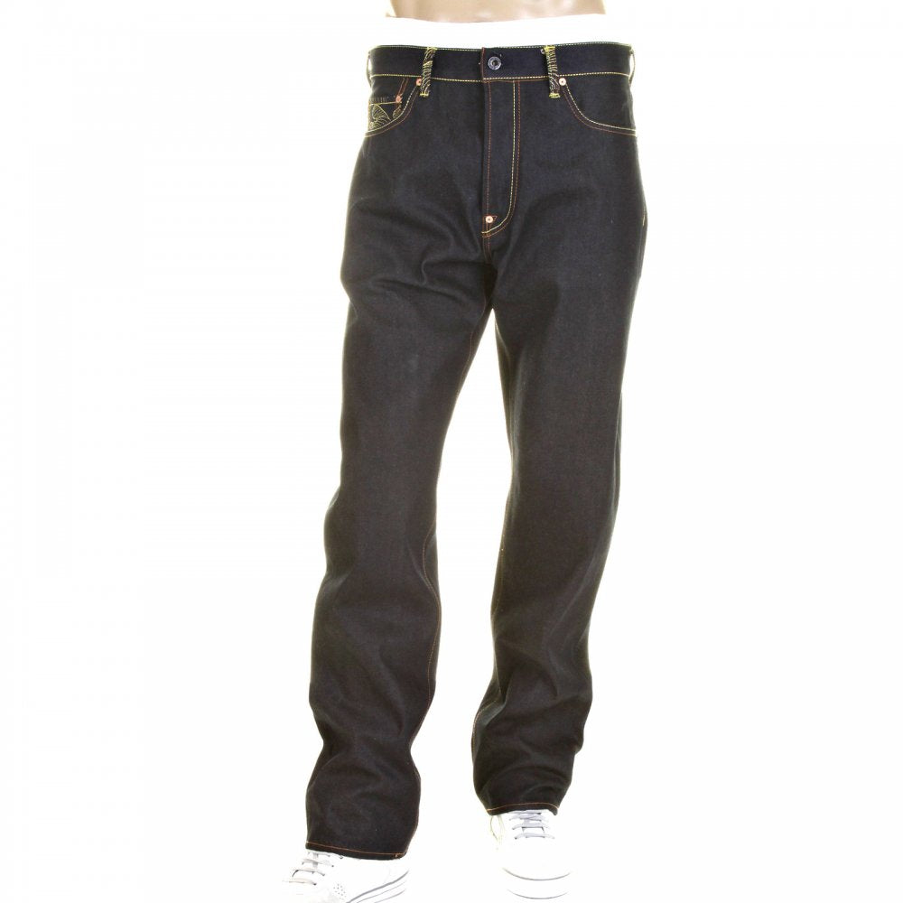 Slimmer Cut Super Exclusive Design Dark Indigo Raw Denim Jeans