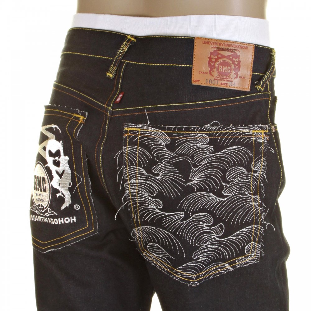 Slimmer Cut Super Exclusive Design Dark Indigo Raw Denim Jeans