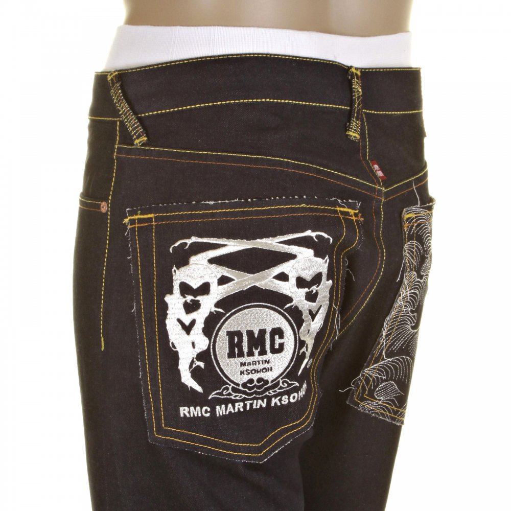 Slimmer Cut Super Exclusive Design Dark Indigo Raw Denim Jeans