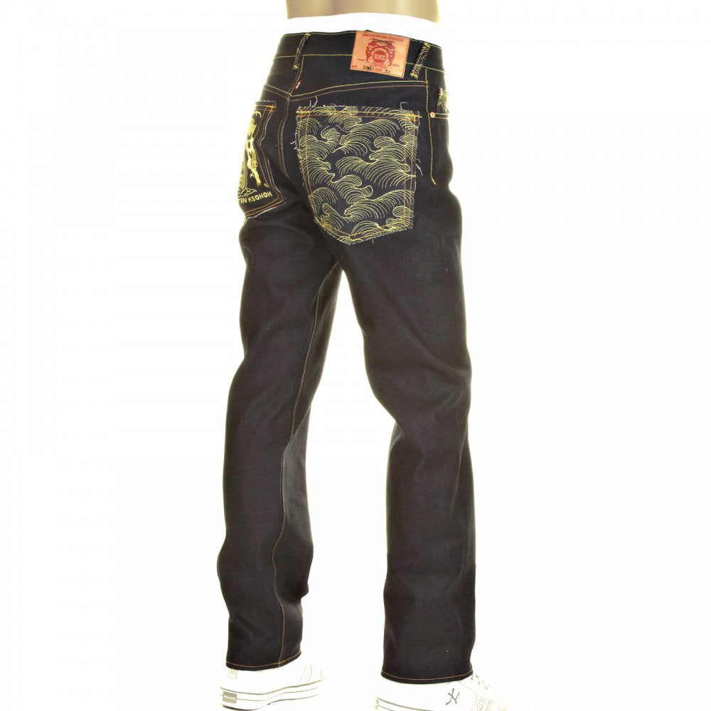 Slimmer Cut Mens Super Exclusive Design Dark Indigo Raw Denim Jean