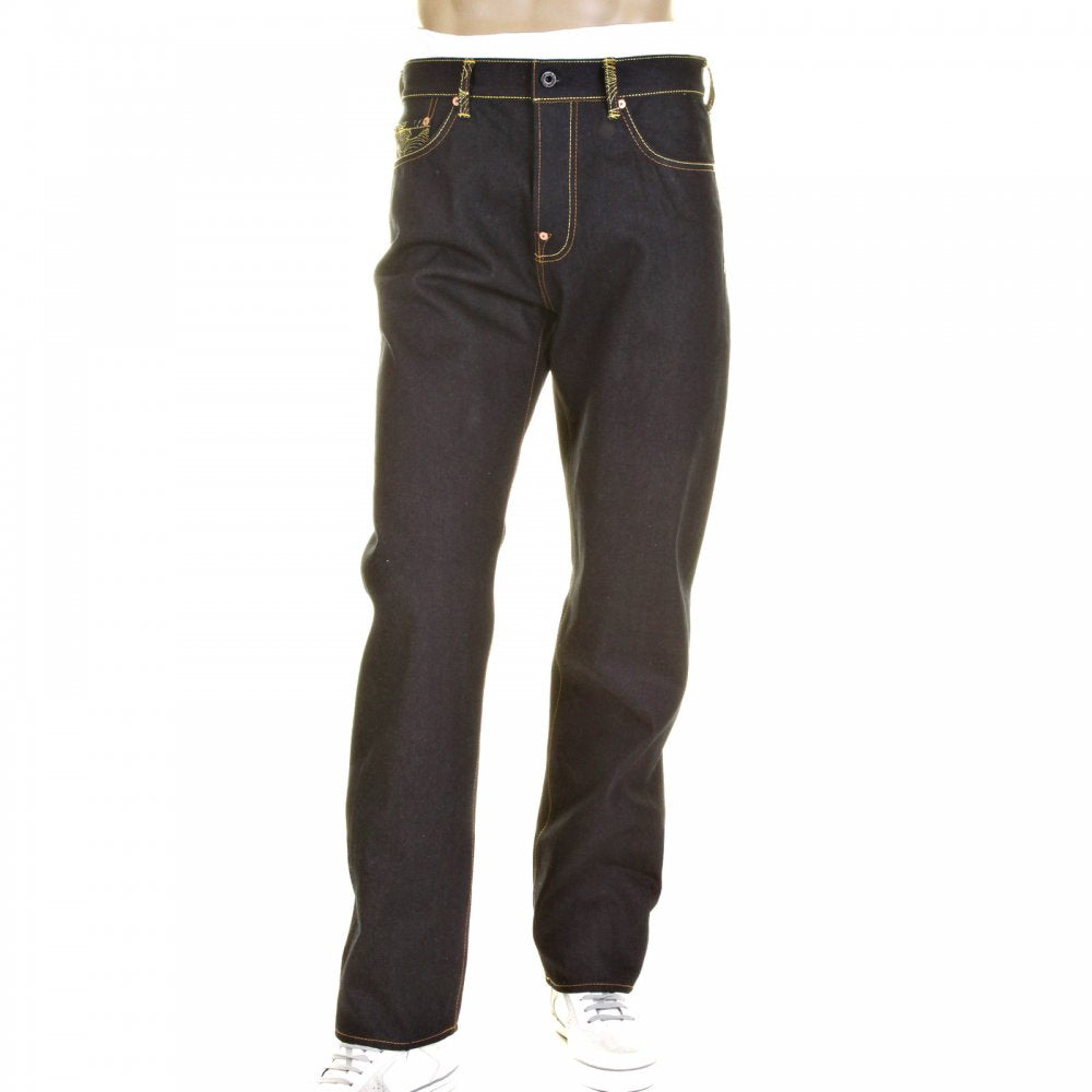 Slimmer Cut Mens Super Exclusive Design Dark Indigo Raw Denim Jean