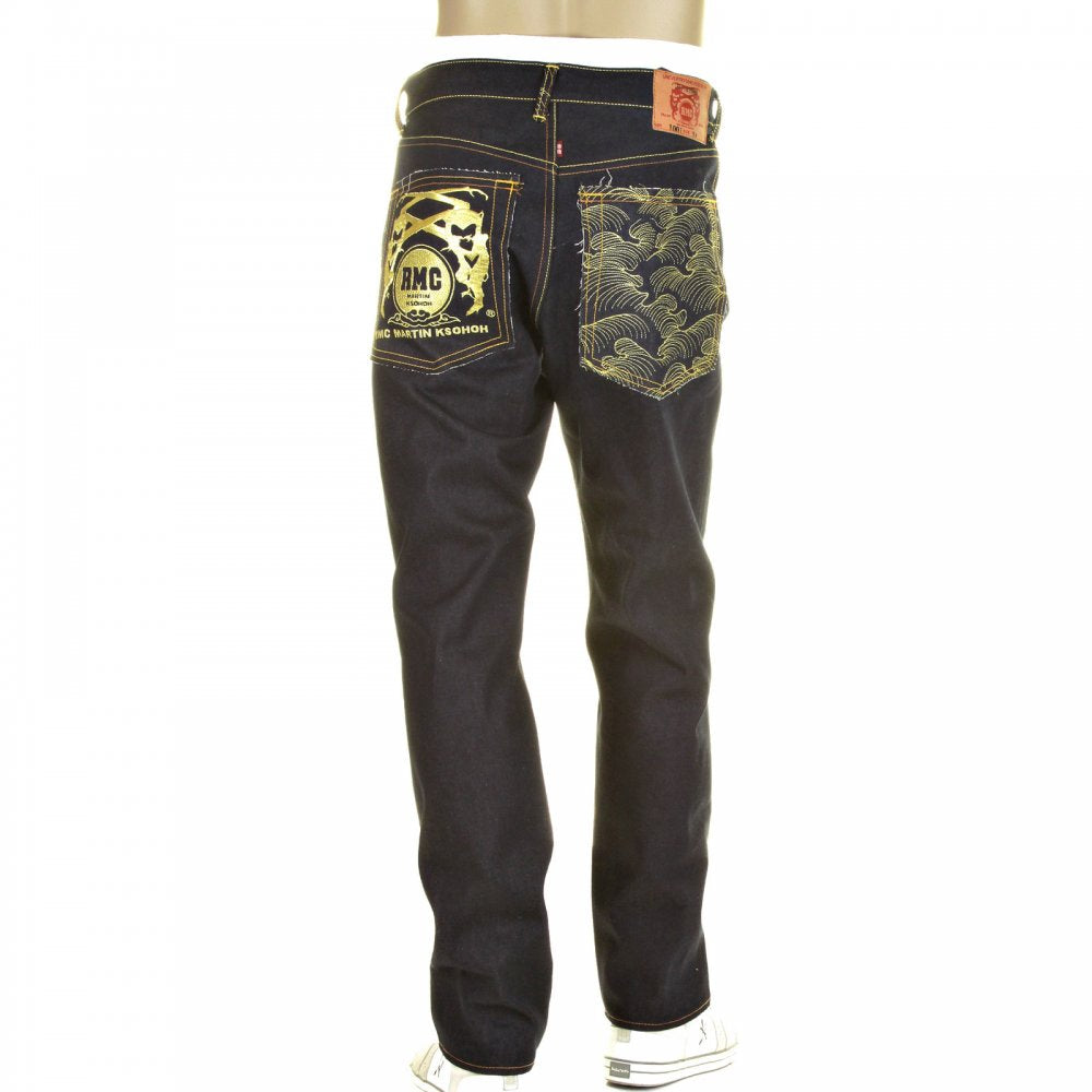 Slimmer Cut Mens Super Exclusive Design Dark Indigo Raw Denim Jean