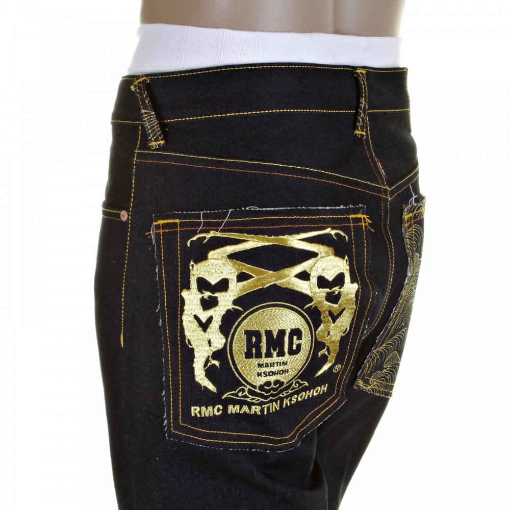Slimmer Cut Mens Super Exclusive Design Dark Indigo Raw Denim Jean