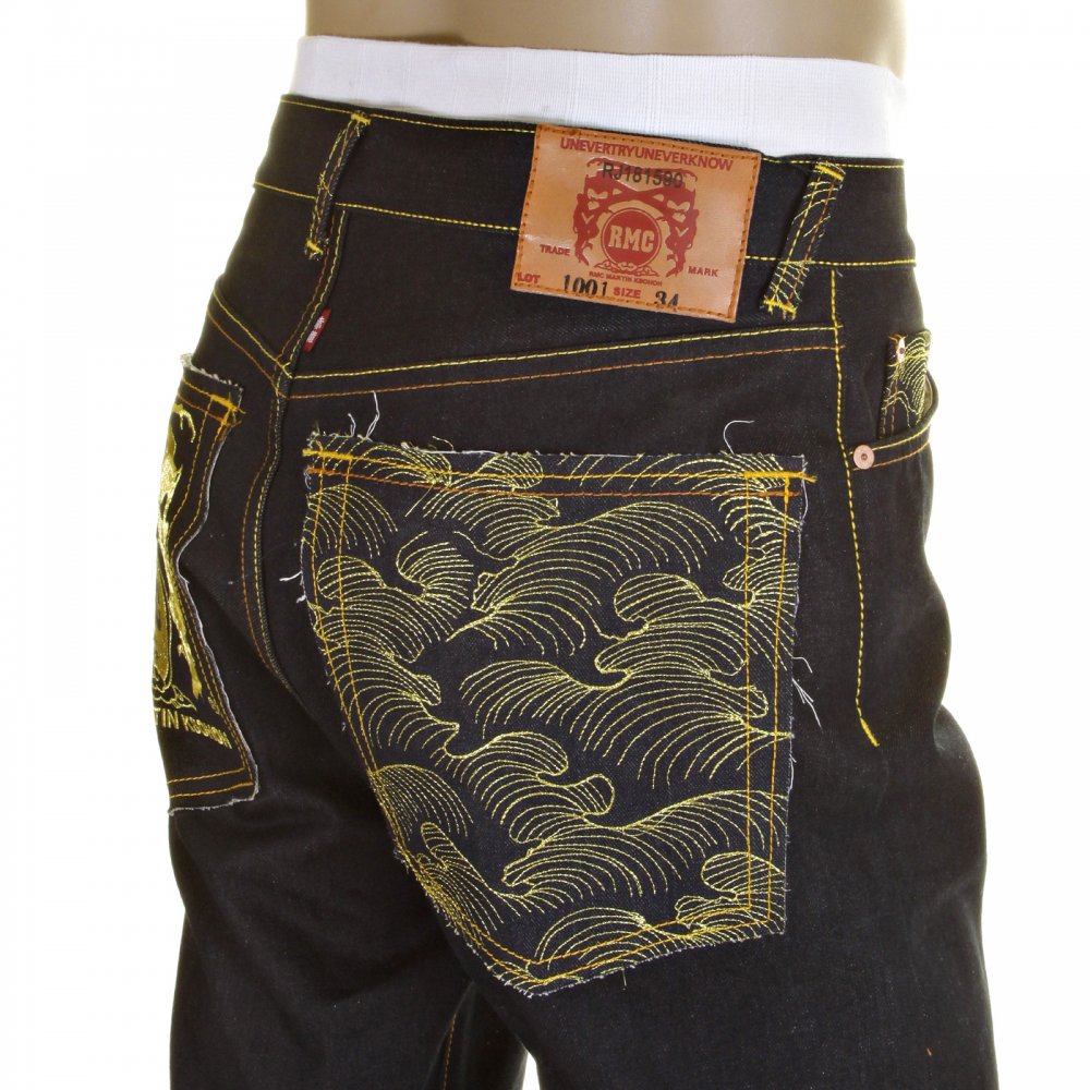 Slimmer Cut Mens Super Exclusive Design Dark Indigo Raw Denim Jean