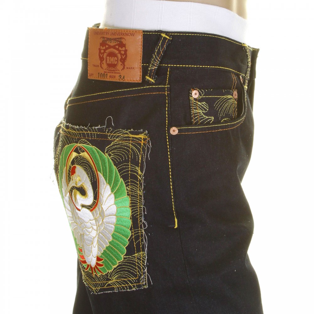 Dark Indigo Selvedge Raw Denim Jeans with Slim Cut