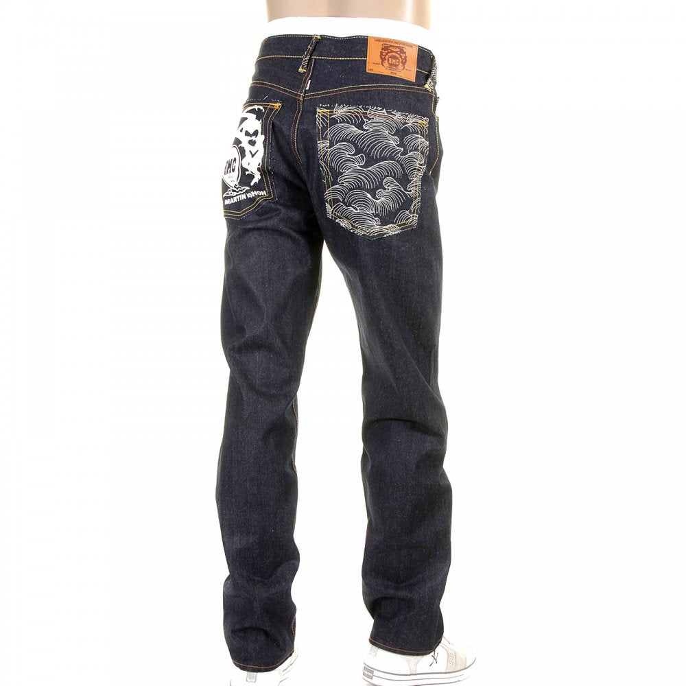 Mens Slim Fit Dark Indigo Raw Denim Jeans