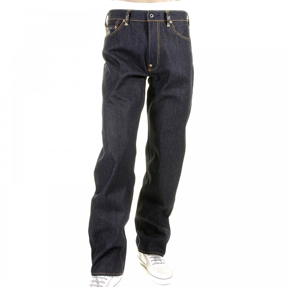 Mens Slim Fit Dark Indigo Raw Denim Jeans