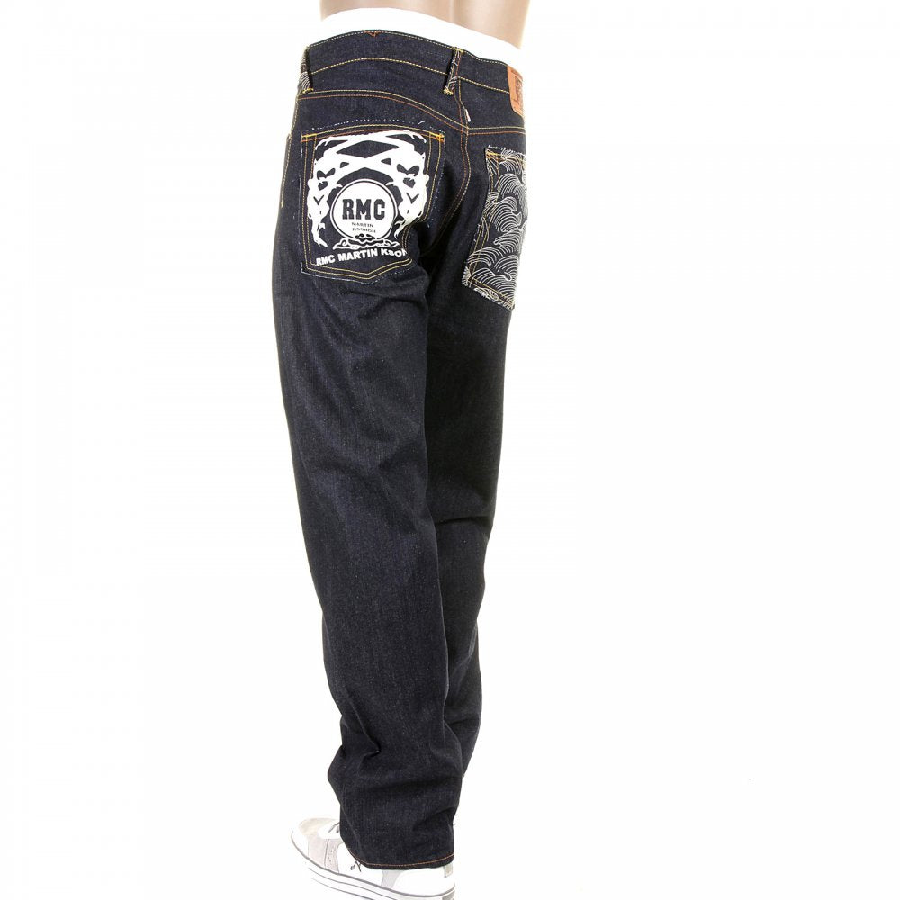 Mens Slim Fit Dark Indigo Raw Denim Jeans