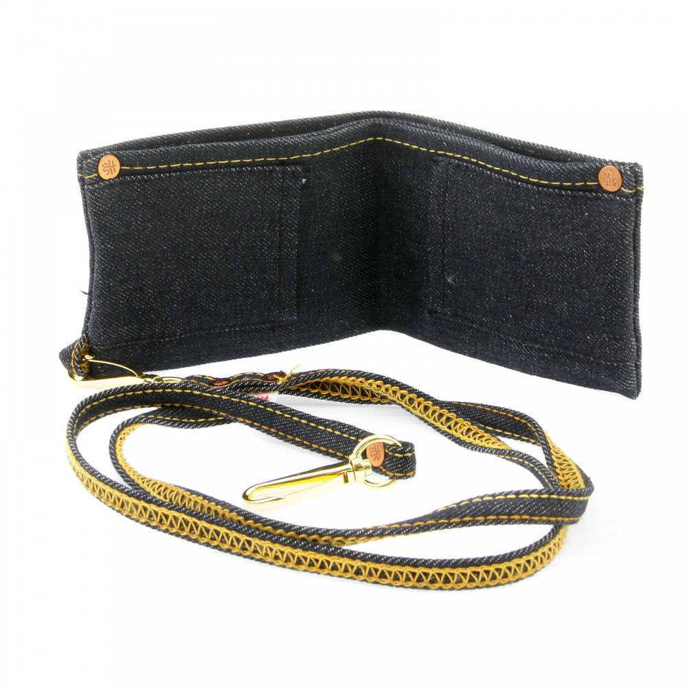 Selvedge Indigo Denim Double Bill Fold Wallet with Key Chain