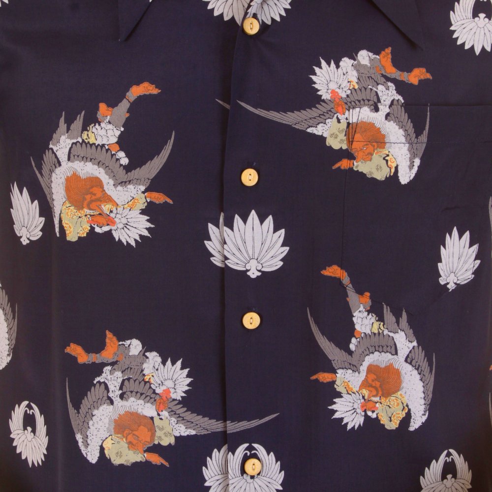 Mens Short Sleeve Regular Fit Shirt with Human Head Bird Body Print