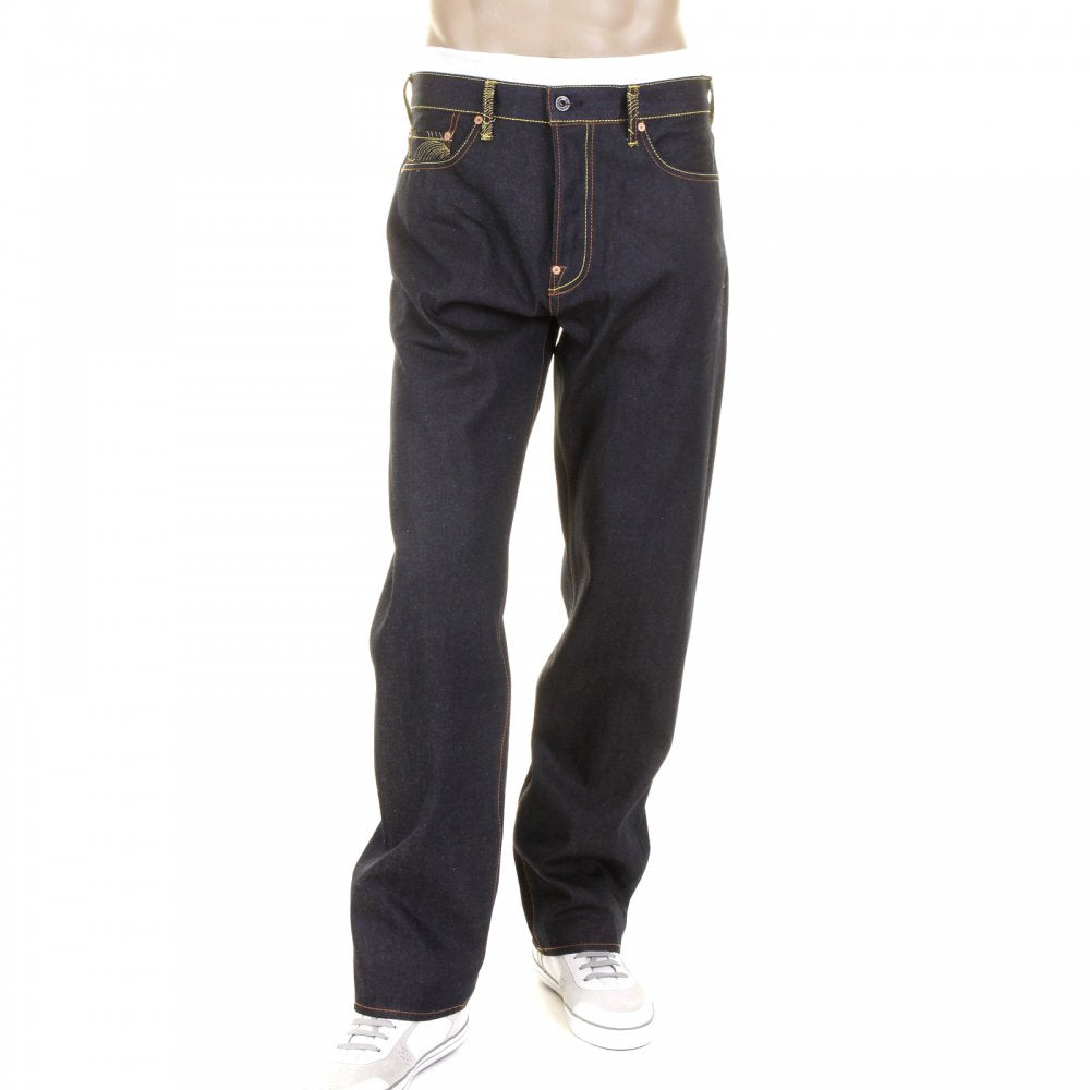 Exclusive Design Dark Indigo Slim Cut Raw Denim Jeans