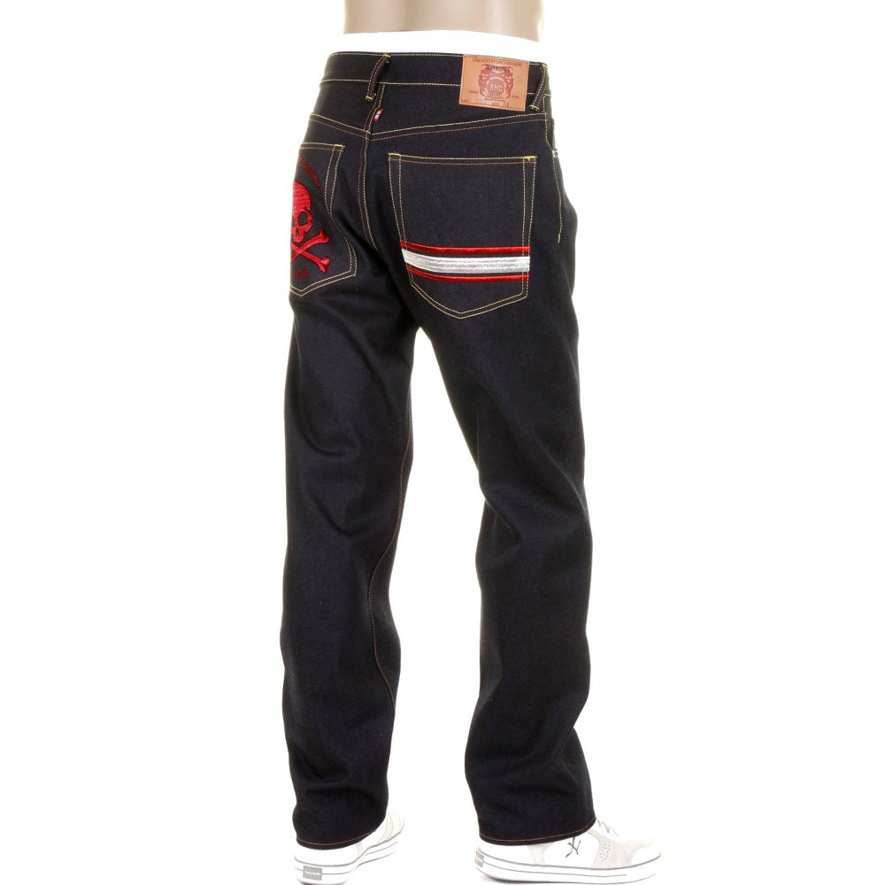 Slimmer Cut Dark Indigo Raw Denim Jeans for Men