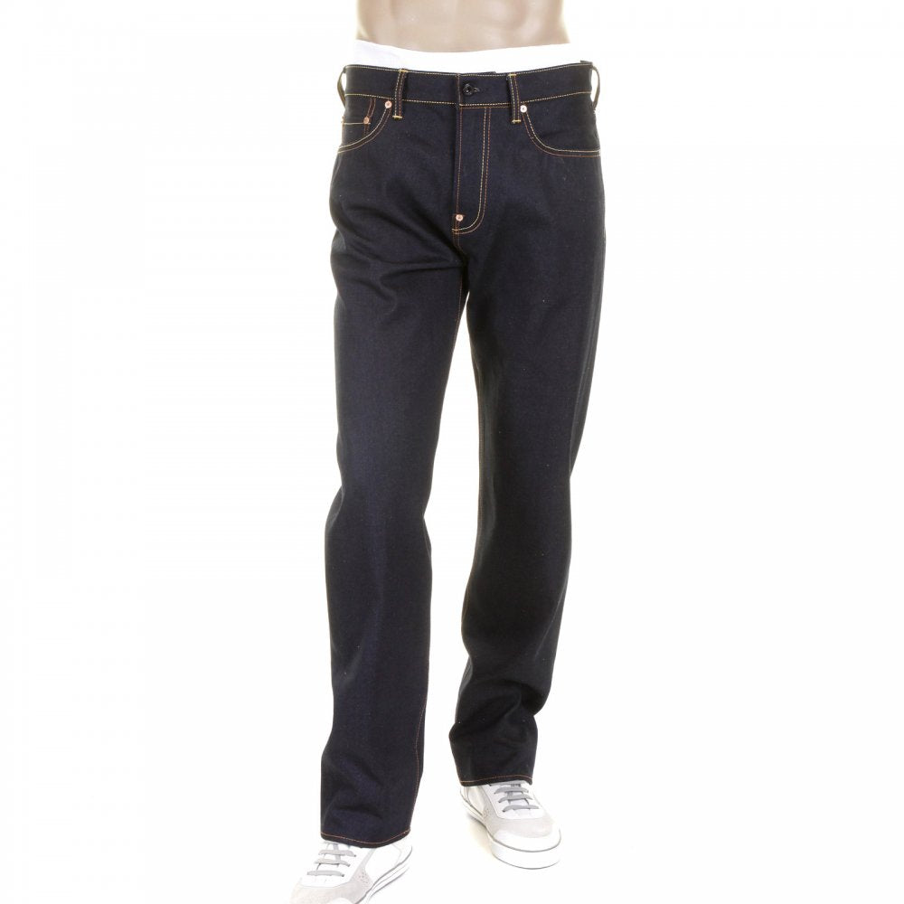 Slimmer Cut Dark Indigo Raw Denim Jeans for Men