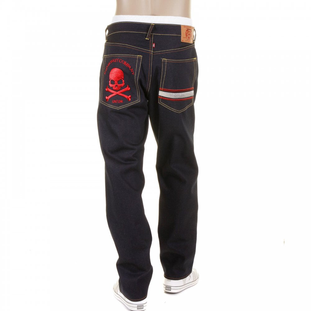 Slimmer Cut Dark Indigo Raw Denim Jeans for Men
