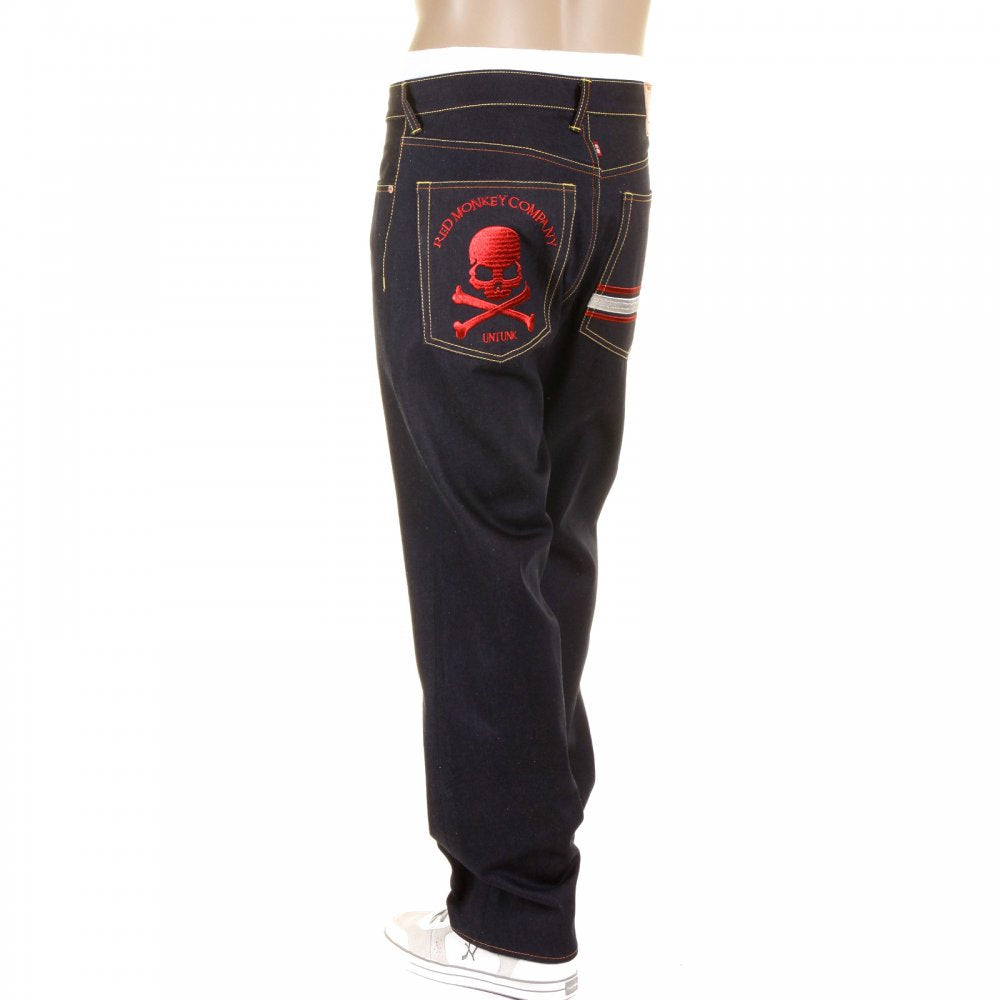 Slimmer Cut Dark Indigo Raw Denim Jeans for Men