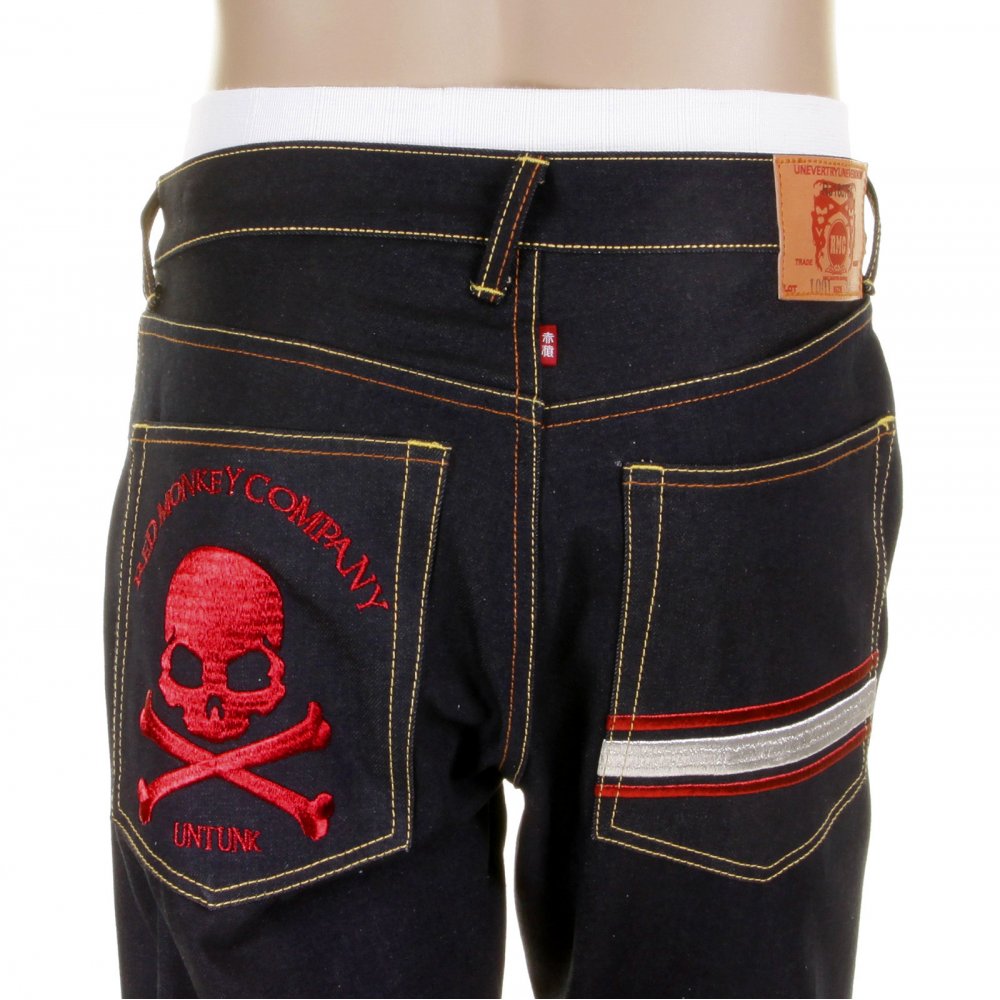 Slimmer Cut Dark Indigo Raw Denim Jeans for Men