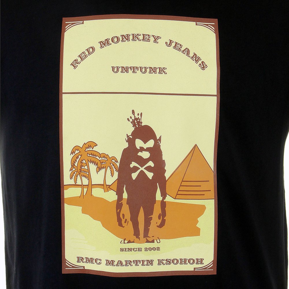 Mens Black Crew Neck Short Sleeve Regular Fit T-shirt with Camel Cigarette Packet Print