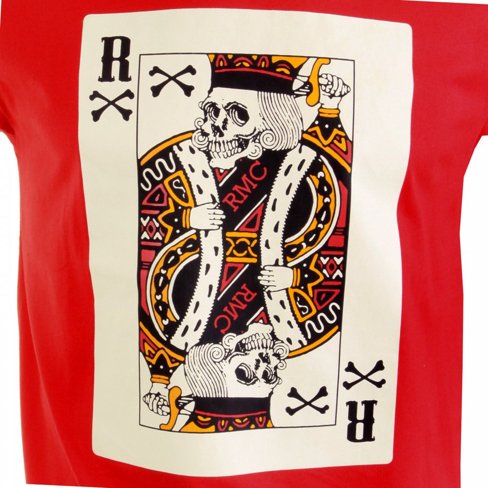 Red Crew Neck Short Sleeve Regular Fit T shirt For Men with Poker Playing Card Print