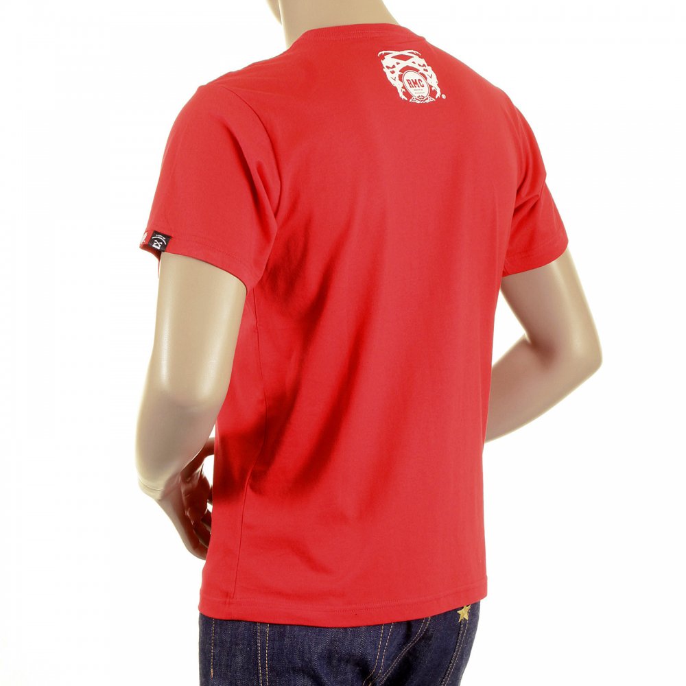 Red Crew Neck Short Sleeve Regular Fit T shirt For Men with Poker Playing Card Print